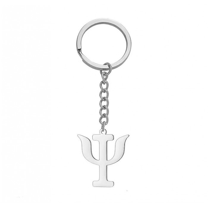 Porte-clés psychologue lettre grecque Psi acier inoxydable Porte-clés psychologue lettre grecque Psi acier inoxydable
