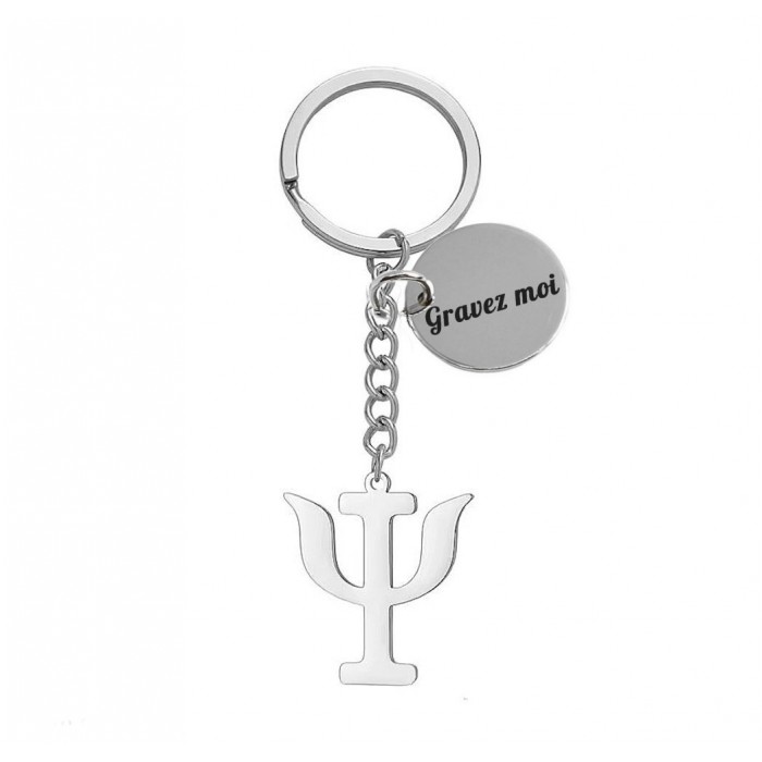 Porte-clés psychologue lettre grecque Psi acier inoxydable gravure personnalisée sur médaille Porte-clés psychologue lettre grecque Psi acier inoxydable gravure personnalisée sur médaille